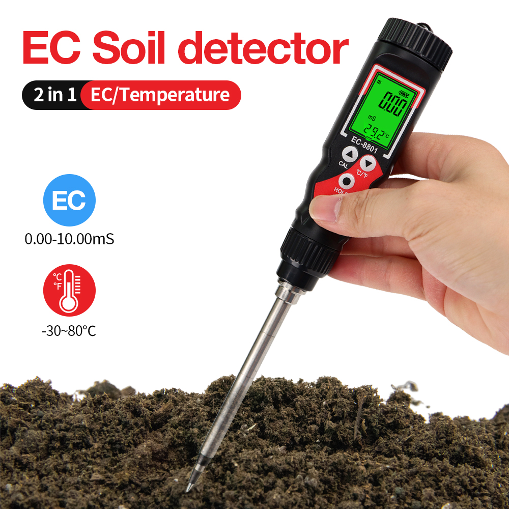 Ec Meter Digital - EC-8801 Portable Soil EC Meter Temperature