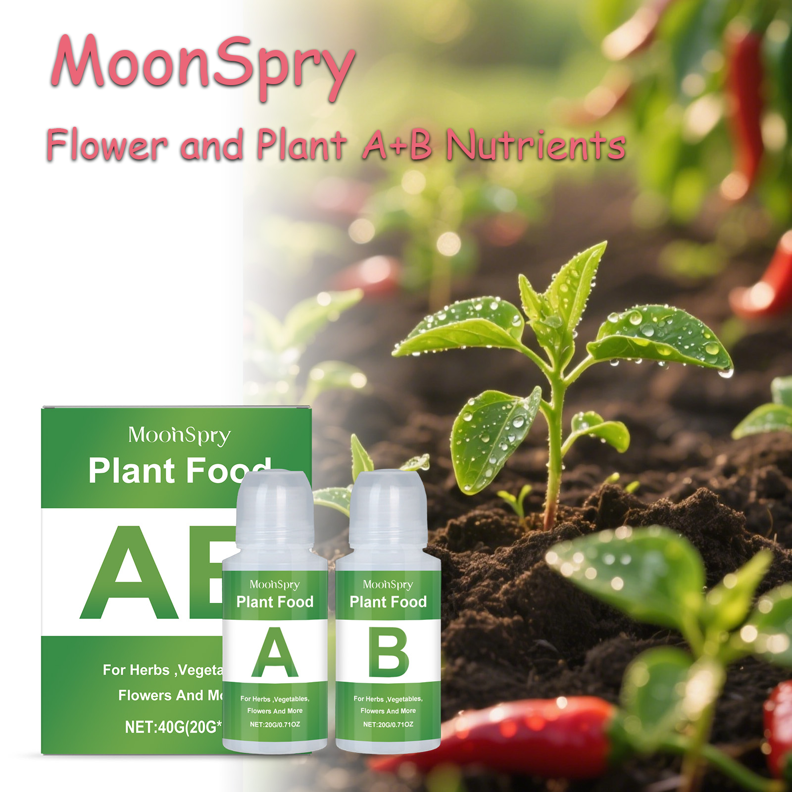 Nutrient Solution Ab - MoonSpry Hydroponic Nutrient Solution AB Dual