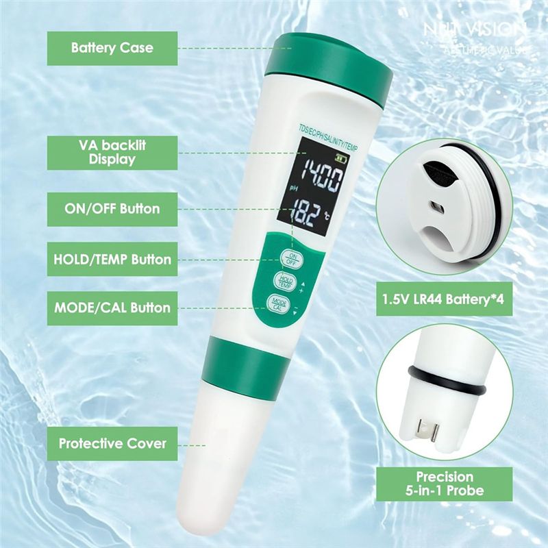 AT02-5 In1 Digital PH Meter Hi - Ec Meter Digital reseña y precio