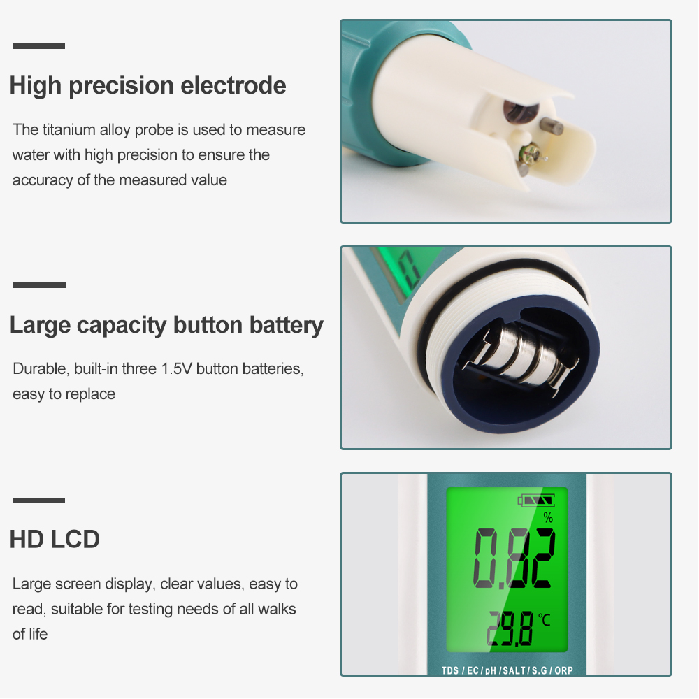 7 in 1 PH TDS EC ORP Salinity  - Ec Meter Digital reseña y precio
