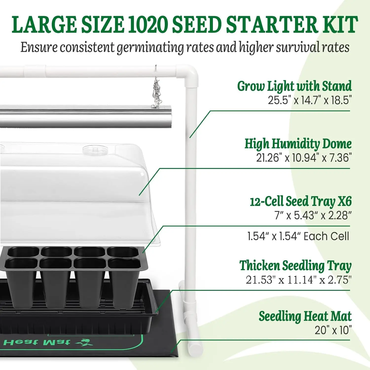 Seed Starter Kit Grow Light He - Dome Propagation Kit reseña y precio